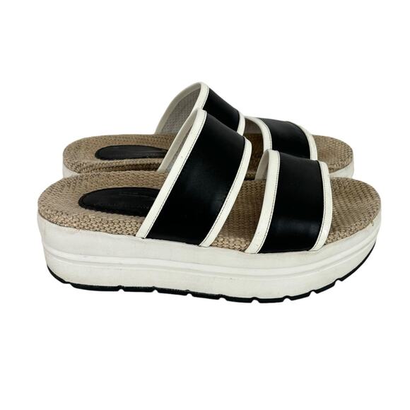 VOILE BLANCHE PLATFORM SLIP-ON LEATHER SANDALS WITH RAFFIA INSOLE WOMEN SIZE 7 - Picture 1 of 13